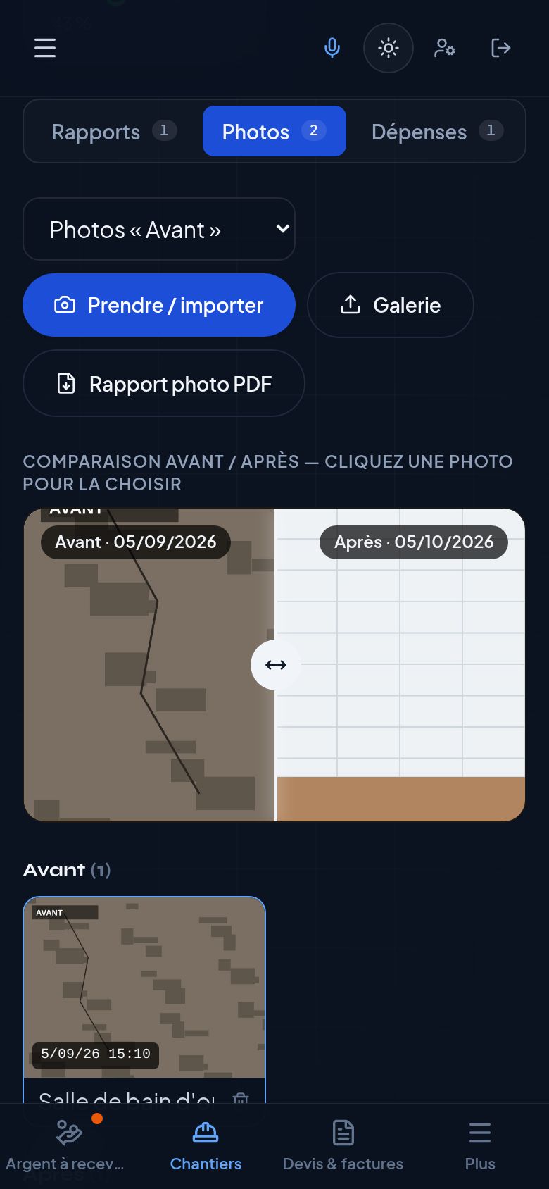Capture d'écran : Photos, rapports et PV